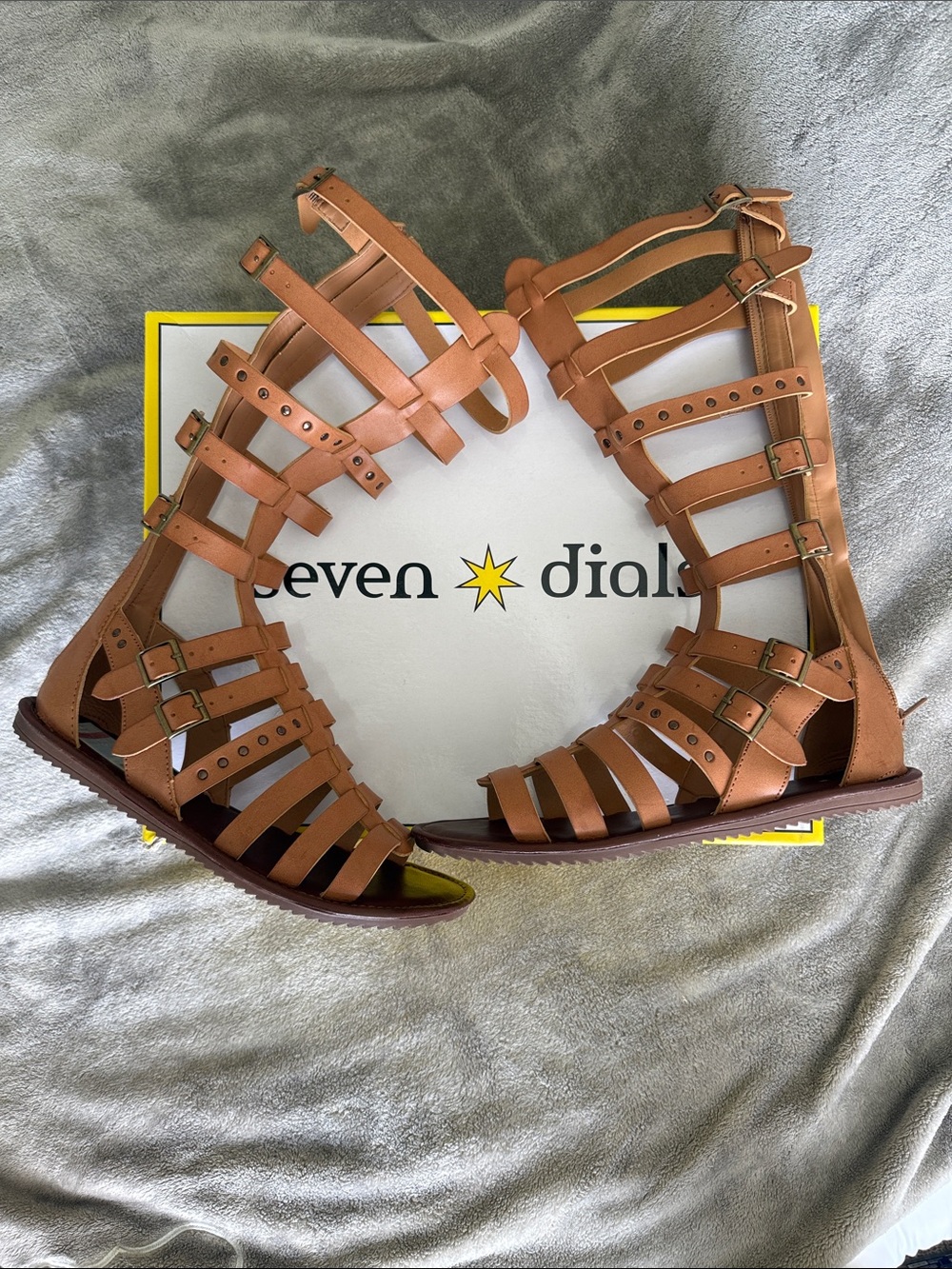 Seven Dials Brown Strappy Gladiator Sandals with Buckles